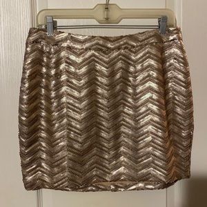 Gold sequin mini skirt